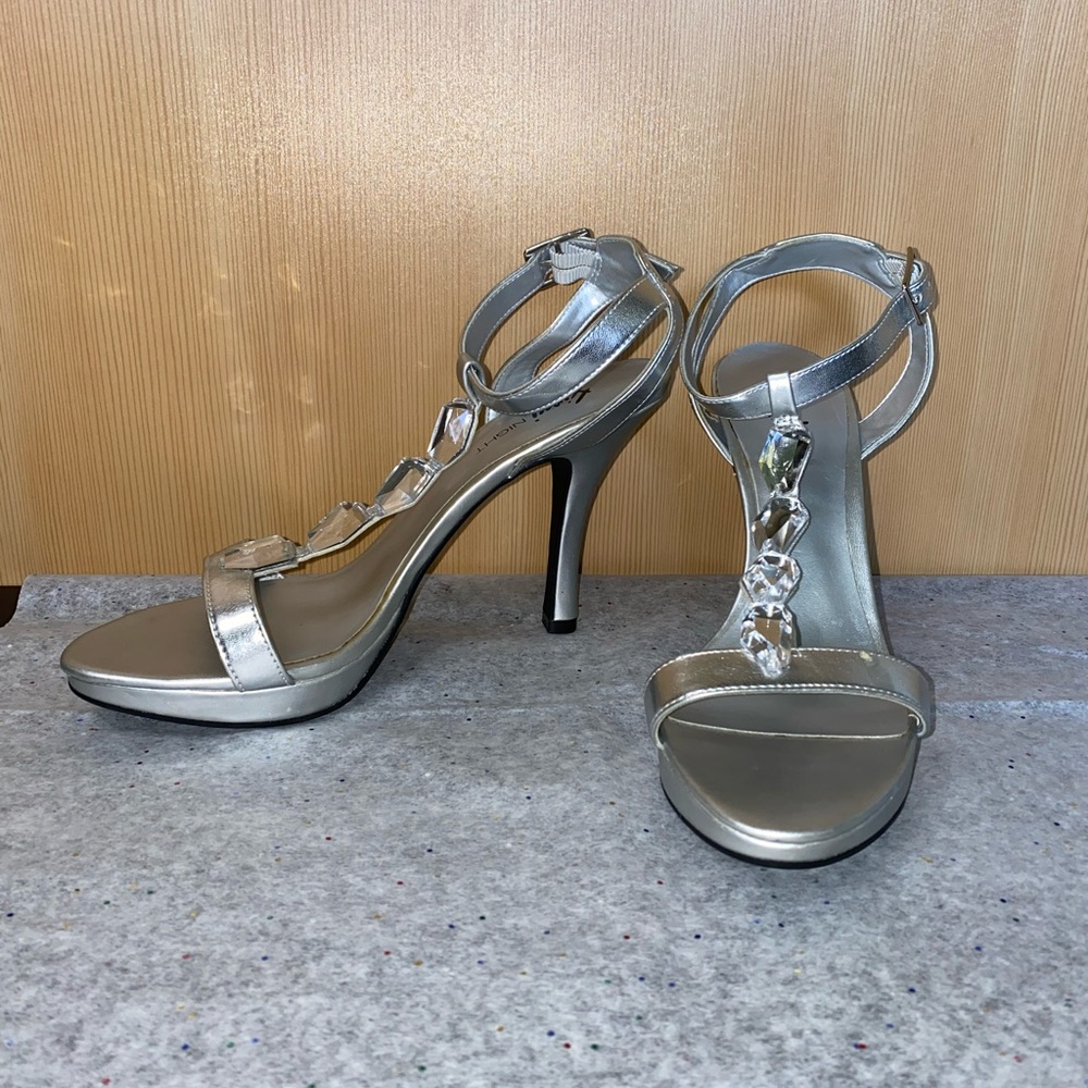 Silver gem heels